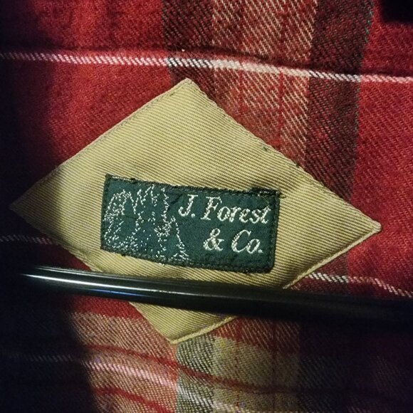 Men's Medium J. Forest & Co. Tan/Green Plaid Lined Zip Up Hunting Vest - Picture 7 of 12